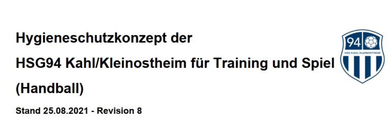 Anpassung des Hygieneschutzkonzeptes der HSG94