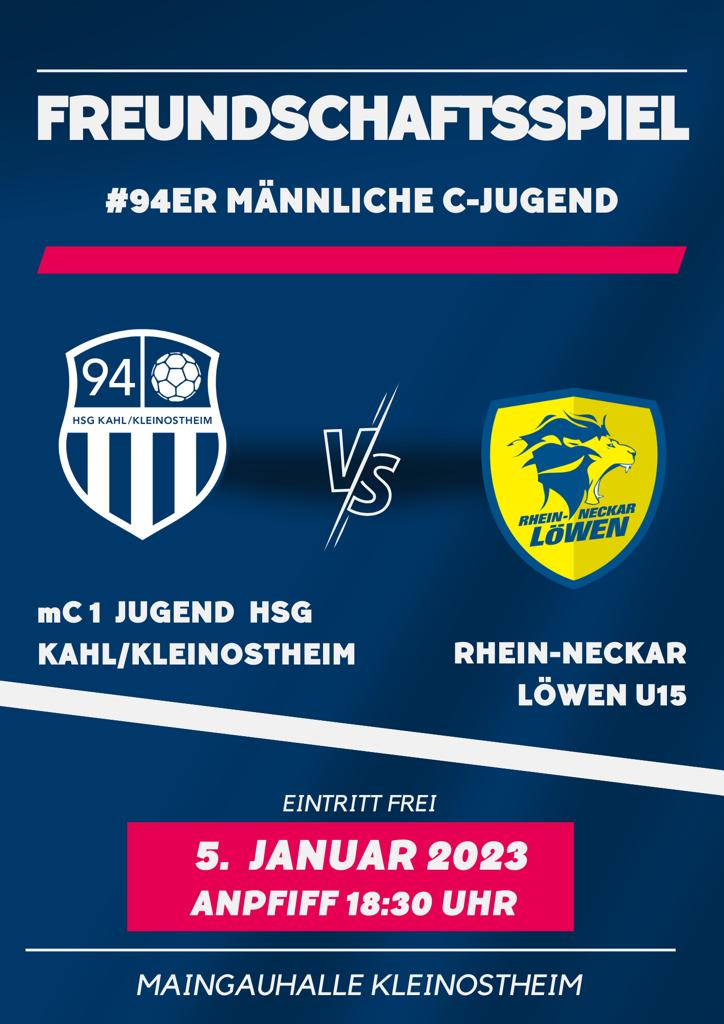 Männl. C-Jugend I: Testspiel am 05.01. gegen die U15 der Rhein Neckar Löwen