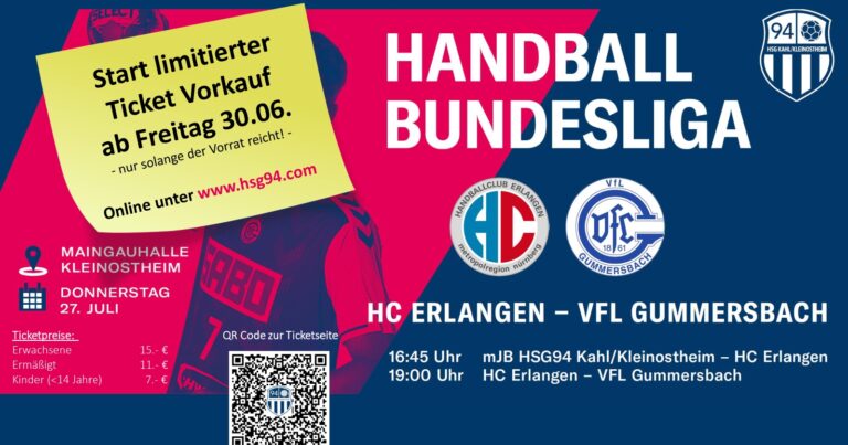 Ticket Vorverkauf gestartet: Bundesliga Handball in Kleinostheim