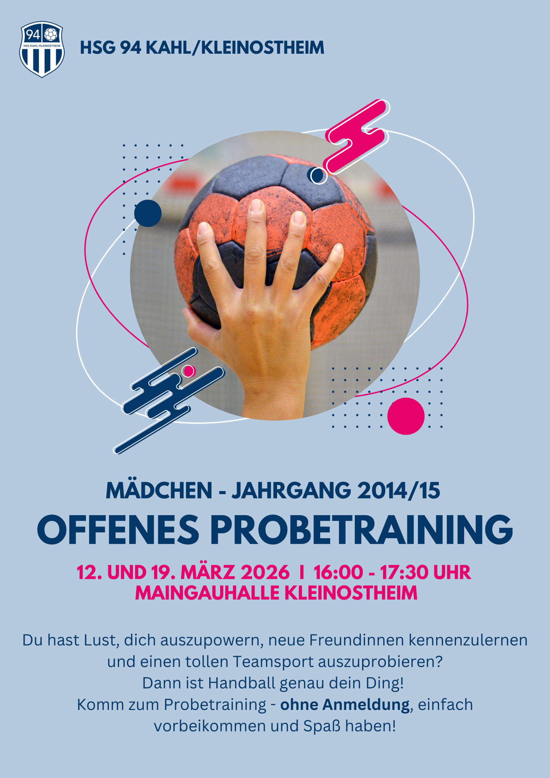 Offenes Probetraining für Mädchen des Jahrgangs 2014/15 🤾🏼♀️🥅